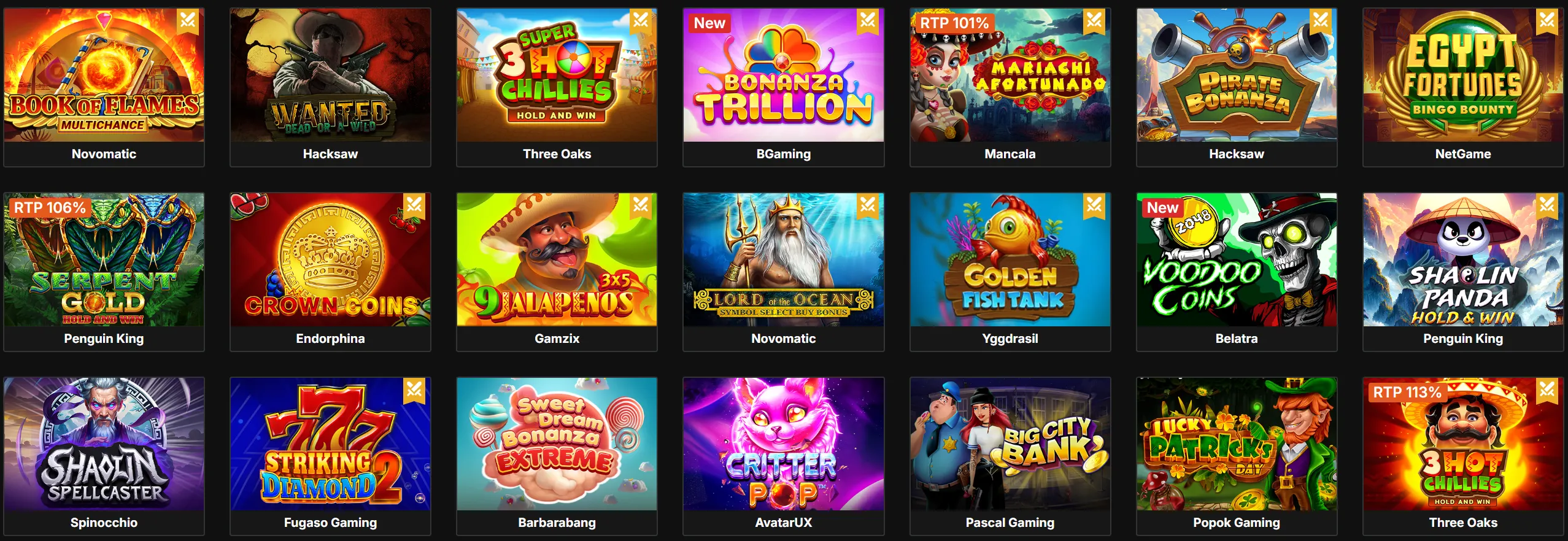 Crix Casino slots overzicht